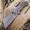Image of 2PC Grey Cleaver Combo FIXED BLADE Cleaver + Miniature Folding Pocket Cleaver
