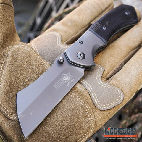 Little Cleaver Combo 2PC Mini 6.5" Pocket Knife + FIXED US Flag 8" CLEAVER