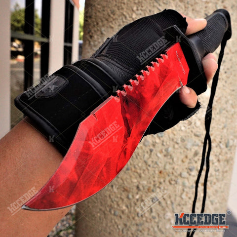 5PC CSGO SET JUNGLE FIXED Bowie KNIFE MILITARY TACTICAL Saw Back Razor Blade