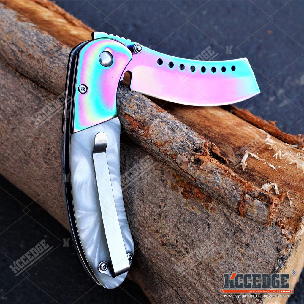 2PC COMBO HUNTERS KNIFE SET RAINBOW WRENCH KNIFE + CLEAVER RAZOR