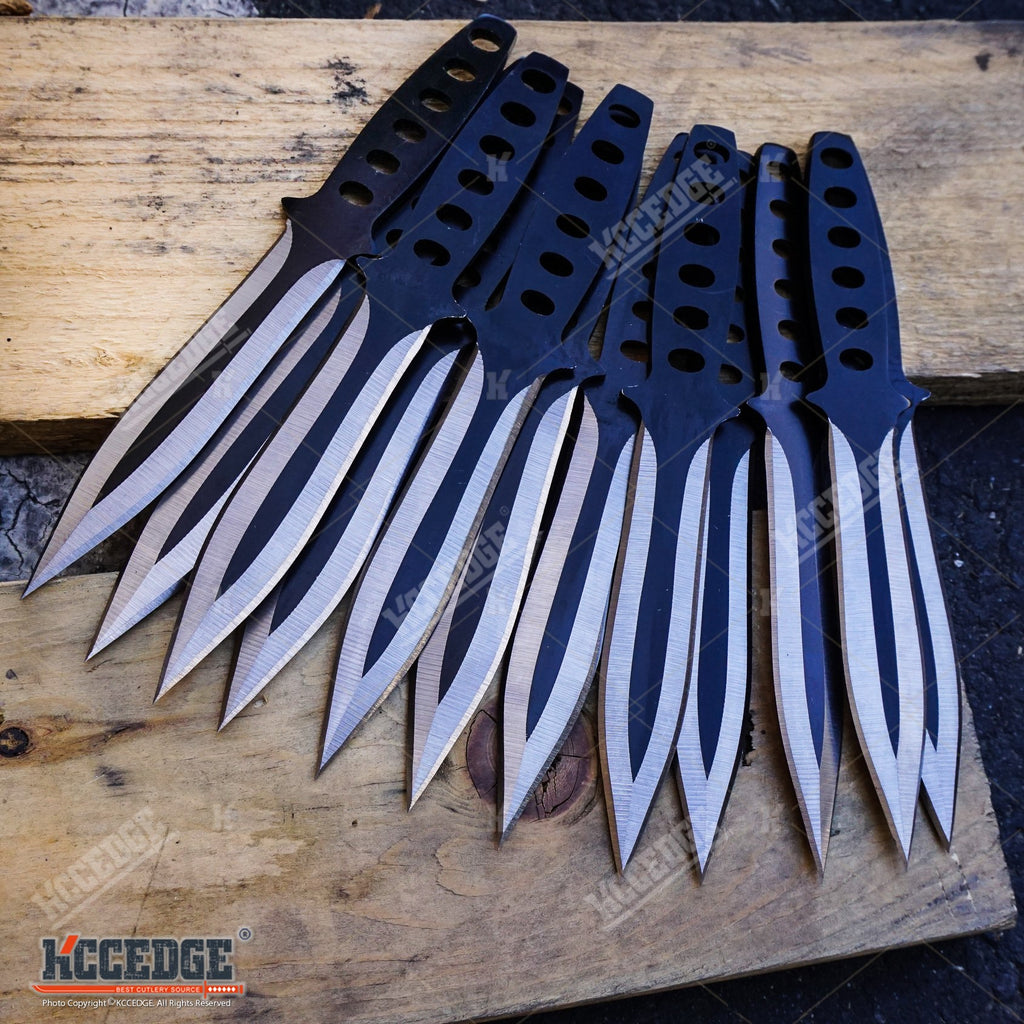 12 PC NINJA THROWING KNIVES SET w/ SHEATH Kunai Combat Tactical