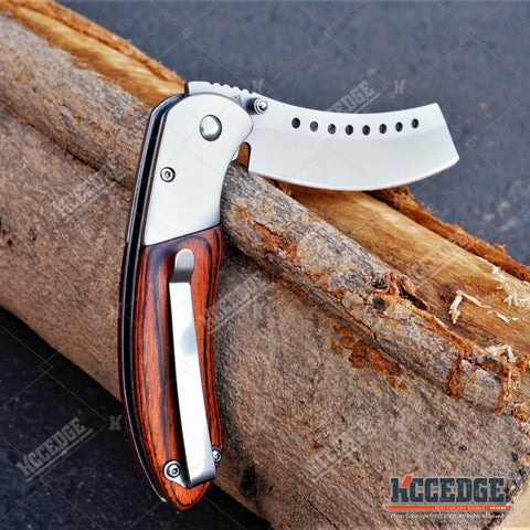 Camping Hunting Assisted Open 8" Pocket Folding Knife CLEAVER SHAVER STYLE Blade EDC KNIFE