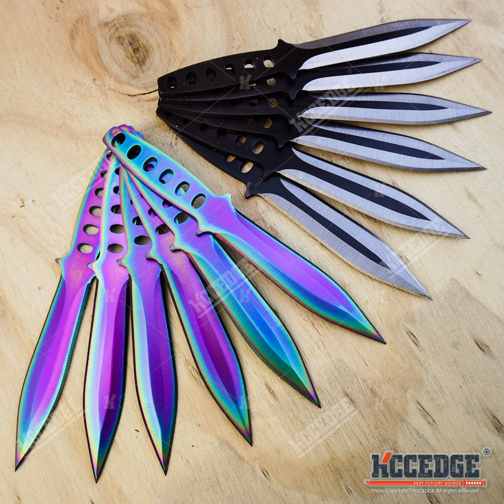 12PC Ninja Hunting KNIVES Multicolor Combat Kunai Throwing Knife Set C –  KCCEDGE