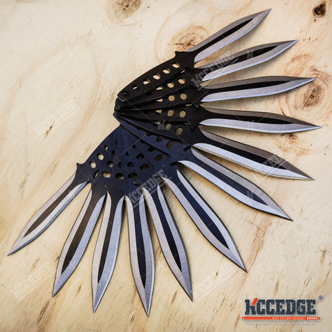 12PC Ninja Hunting KNIVES Tactical Combat Kunai Throwing Knife Set + Case