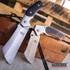 Image of 2PC Black Combo FIXED BLADE Cleaver + Assisted Open Folding CLEAVER