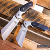 Image of 2PC Black Combo FIXED BLADE Cleaver + Assisted Open Folding CLEAVER