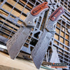 Image of 2PC Damascus Cleaver Combo FIXED BLADE Cleaver + Assisted Open Folding CLEAVER