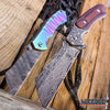 Image of 2PC Etched Damascus Cleaver Set FIXED Cleaver + Mini Folding Pocket Cleaver