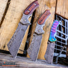Image of Little Cleaver Damascus Combo 3PC FIXED CLEAVER + Folding CLEAVER + Mini CLEAVER