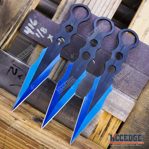 Blue Blade Throwing Knife Set - Blue Kunai - Daggers for Throwing