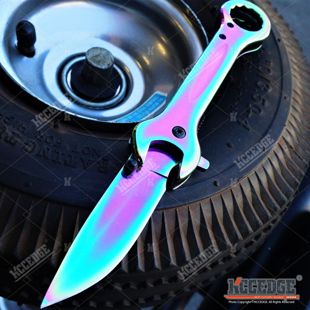 2PC COMBO HUNTERS KNIFE SET RAINBOW WRENCH KNIFE + CLEAVER RAZOR