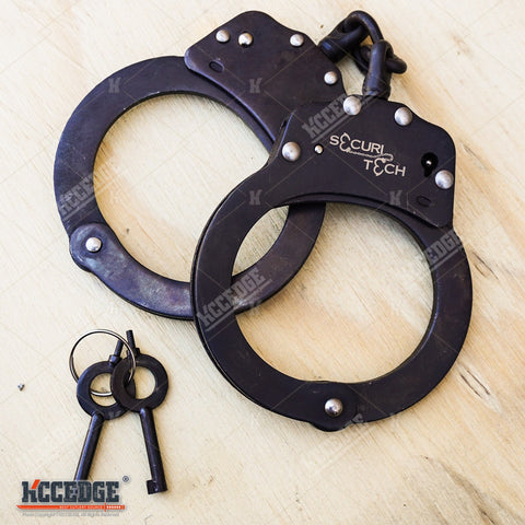 Real Professional Police Handcuffs STEEL Double Lock AUTHENTIC Cuffs w/Keys EDC