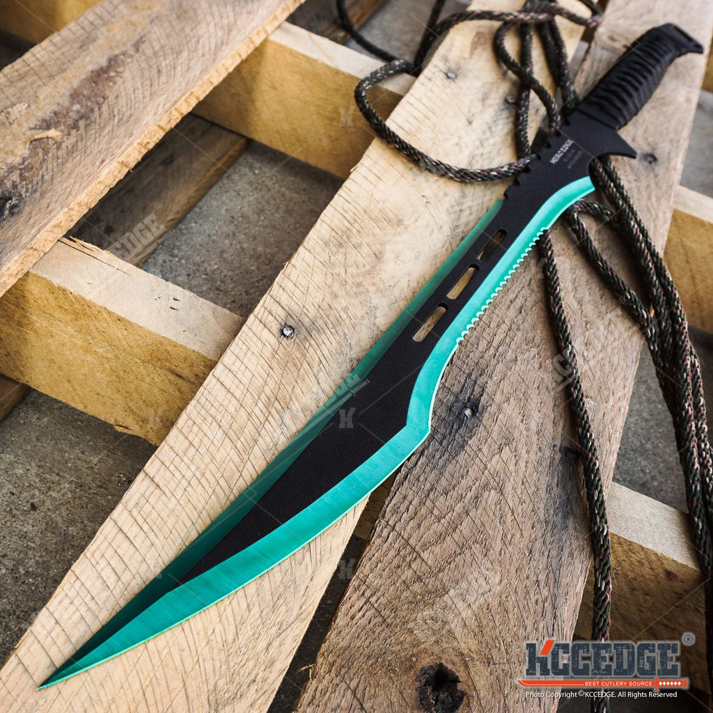 27 NINJA SWORD Green MACHETE Full Tang Tactical Blade Katana & Throwing  Knives