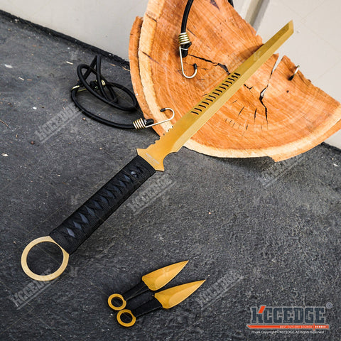 Kccedge 27 Tanto Ninja Sword/Katana with 2 Throwing Knives – KCCEDGE