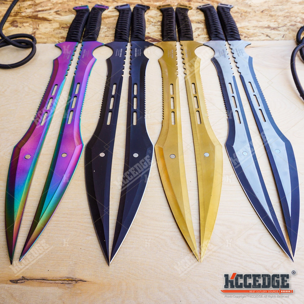 27 NINJA SWORD TANTO Machete + 2 Throwing Knife Full Tang Tactical Bl –  KCCEDGE