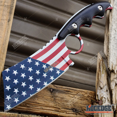 3PC USA FLAG COMBO 27" Ninja Sword + 8.25" CLEAVER + "We The People" 9" KNIFE