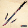 Image of PROUD OF AMERICA US FLAG 27" Ninja Sword + 2 Throwing Knife TANTO Machete Katana