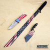 Image of 3PC USA FLAG COMBO 27" Ninja Sword + 8.25" CLEAVER + "We The People" 9" KNIFE