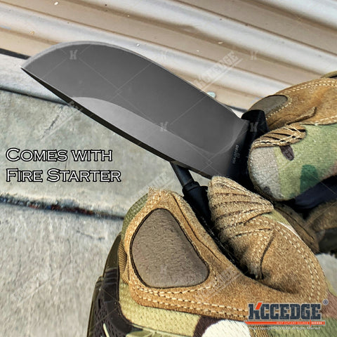 9.5" D2 Steel Outdoor Survival Fixed Blade Knife With Fire Starter Cord Cutter Knife Sharpener Camping Accessories Camping Gear Survival Gear Tactical