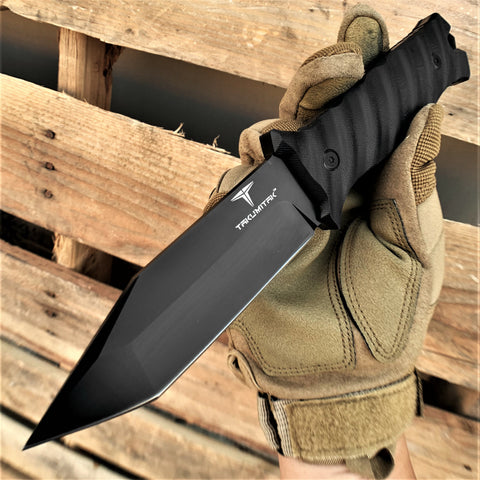 TAKUMITAK 9.75" Fixed Blade Knife D2 5mm Tanto Blade G10 & Kydex Sheath Tactical Knife