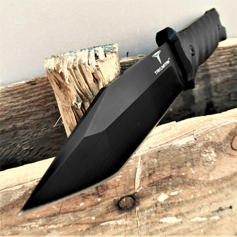 TAKUMITAK 9.75" Fixed Blade Knife D2 5mm Tanto Blade G10 & Kydex Sheath Tactical Knife