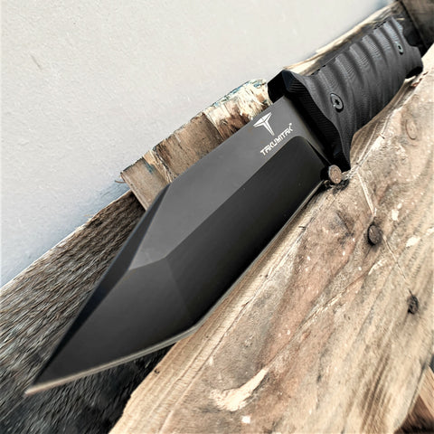 TAKUMITAK 9.75" Fixed Blade Knife D2 5mm Tanto Blade G10 & Kydex Sheath Tactical Knife