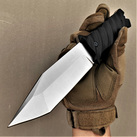 TAKUMITAK 9.75" Fixed Blade Knife D2 5mm Tanto Blade G10 & Kydex Sheath Tactical Knife