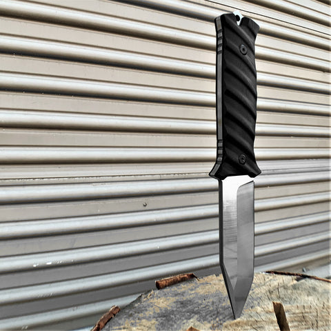 TAKUMITAK 9.75" Fixed Blade Knife D2 5mm Tanto Blade G10 & Kydex Sheath Tactical Knife