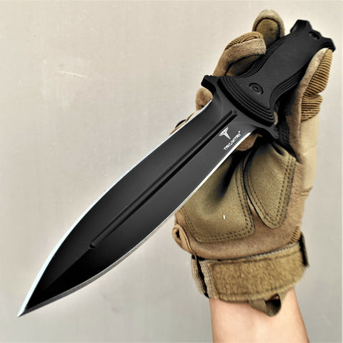 TAKUMITAK 9.5" Fixed Blade Knife D2 5mm Spearpoint Blade G10 & Kydex Sheath Tactical Knife