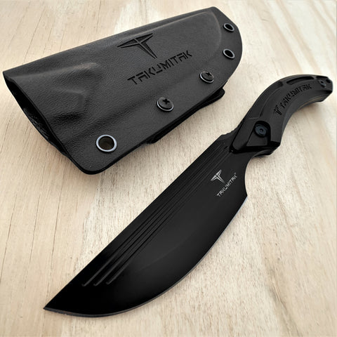 TAKUMITAK 9.5" Fixed Blade Knife D2 5mm Straight Back Blade G10 & Kydex Sheath Tactical Knife