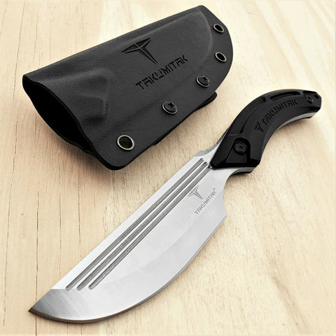 TAKUMITAK 9.5" Fixed Blade Knife D2 5mm Straight Back Blade G10 & Kydex Sheath Tactical Knife