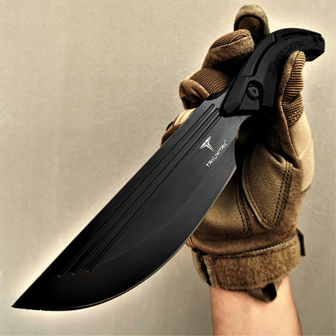 TAKUMITAK 9.5" Fixed Blade Knife D2 5mm Straight Back Blade G10 & Kydex Sheath Tactical Knife