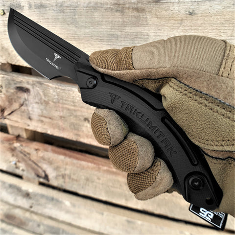 TAKUMITAK 9.5" Fixed Blade Knife D2 5mm Straight Back Blade G10 & Kydex Sheath Tactical Knife