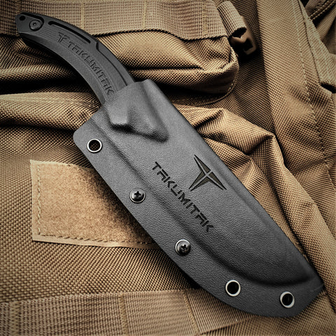 TAKUMITAK 9.5" Fixed Blade Knife D2 5mm Straight Back Blade G10 & Kydex Sheath Tactical Knife