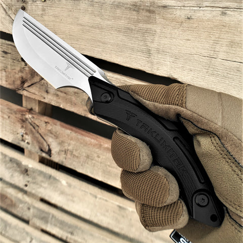TAKUMITAK 9.5" Fixed Blade Knife D2 5mm Straight Back Blade G10 & Kydex Sheath Tactical Knife