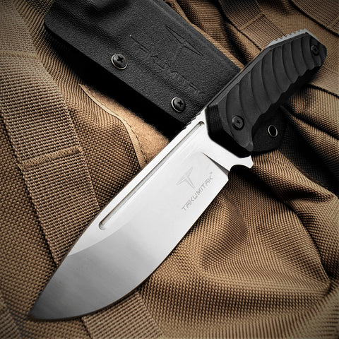 TAKUMITAK 9.5" Fixed Blade Knife D2 5mm Drop Point Blade G10 & Kydex Sheath Tactical Knife