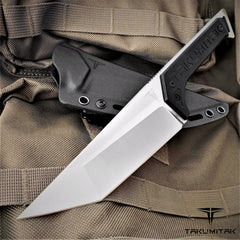 TAKUMITAK 11" Fixed Blade Knife Full Tang D2 Blade 4.88mm Straight Back Blade G10 Handle Kydex Sheath Camping Knife Hunting Knife