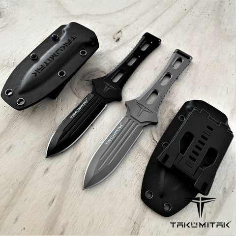 TAKUMITAK 8.75" Fixed Blade Knife Full Tang D2 6.21mm Spear Point Blade Kydex Sheath Hunting Gear