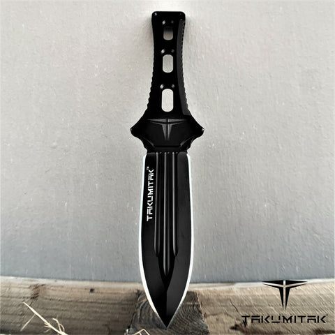 TAKUMITAK 8.75" Fixed Blade Knife Full Tang D2 6.21mm Spear Point Blade Kydex Sheath Survival Knife Throwing Knife