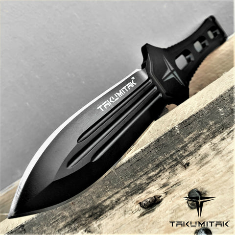 TAKUMITAK 8.75" Fixed Blade Knife Full Tang D2 6.21mm Spear Point Blade Kydex Sheath Hunting Gear