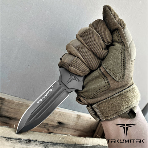 TAKUMITAK 8.75" Fixed Blade Knife D2 6.21mm Spear Point Blade Kydex Sheath Tactical Knife