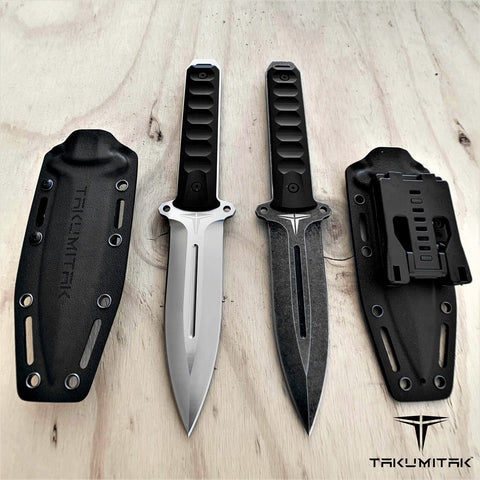 TAKUMITAK 11" Fixed Blade Knife Full Tang D2 Blade 4.71mm Spear Point Blade G10 Handle Kydex Sheath Hunting Knife