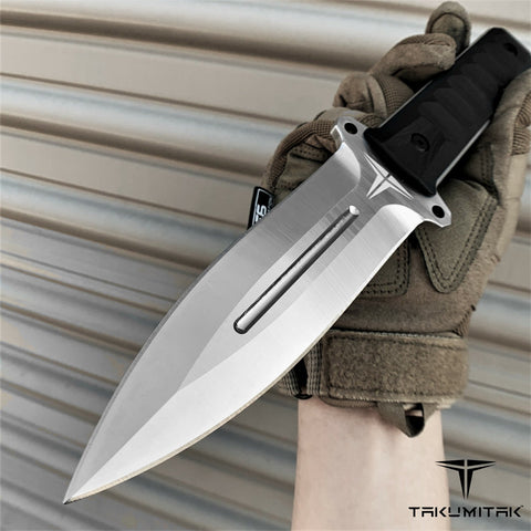 TAKUMITAK 11" Fixed Blade Knife Full Tang D2 Blade 4.71mm Spear Point Blade G10 Handle Kydex Sheath Hunting Knife