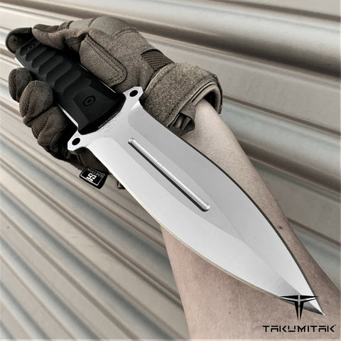 TAKUMITAK 11" Fixed Blade Knife Full Tang D2 Blade 4.71mm Spear Point Blade G10 Handle Kydex Sheath Survival Knife Survival Gear