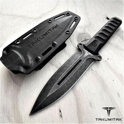 TAKUMITAK 11" Fixed Blade Knife Full Tang D2 Blade 4.71mm Spear Point Blade G10 Handle Kydex Sheath Hunting Knife