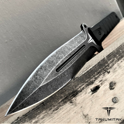 TAKUMITAK 11" Fixed Blade Knife Full Tang D2 Blade 4.71mm Spear Point Blade G10 Handle Kydex Sheath Tactical Knife