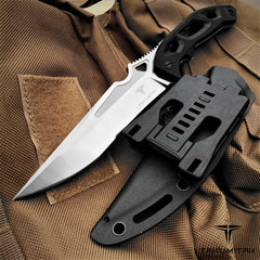 TAKUMITAK 10" Fixed Blade Knife Full Tang D2 Blade 4.82mm Tanto Recurve Blade G10 Handle Kydex Sheath Camping Knife Hunting Knife