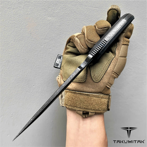 TAKUMITAK 10" Fixed Blade Knife Full Tang D2 Blade 4.82mm Tanto Recurve Blade G10 Handle Kydex Sheath Tactical Knife