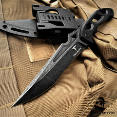 TAKUMITAK 10" Fixed Blade Knife Full Tang D2 Blade 4.82mm Tanto Recurve Blade G10 Handle Kydex Sheath Survival Knife Emergency Knife