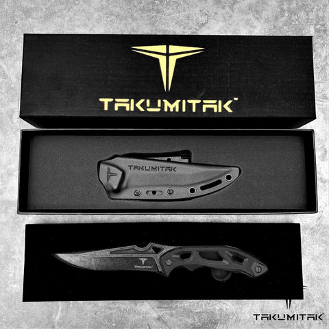 TAKUMITAK MUTED 6.5” Tactical Tanto Fixed Blade Knife – 3cr13 Steel, FRN Handle, MOLLE Sheath – TKF3S06